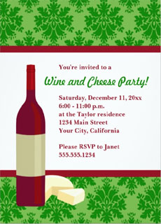 Wine and cheese invite via Zazzle