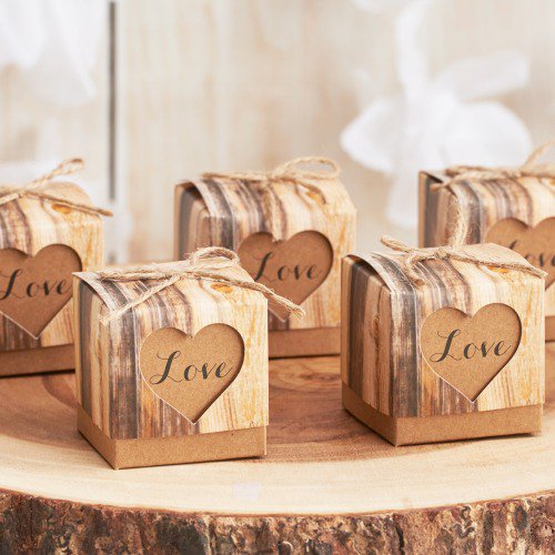 rustic birch favor boxes