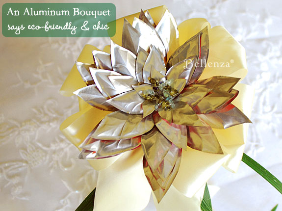 Earth-friendly recycled aluminum tin bouquet