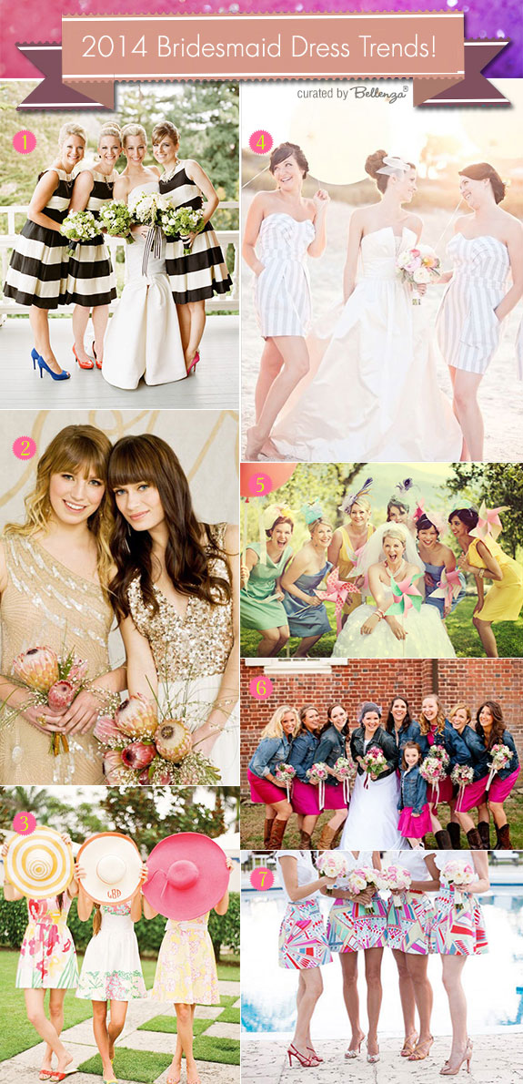Bridesmaid dresses striped, sequined, two-toned, and mismatched styles