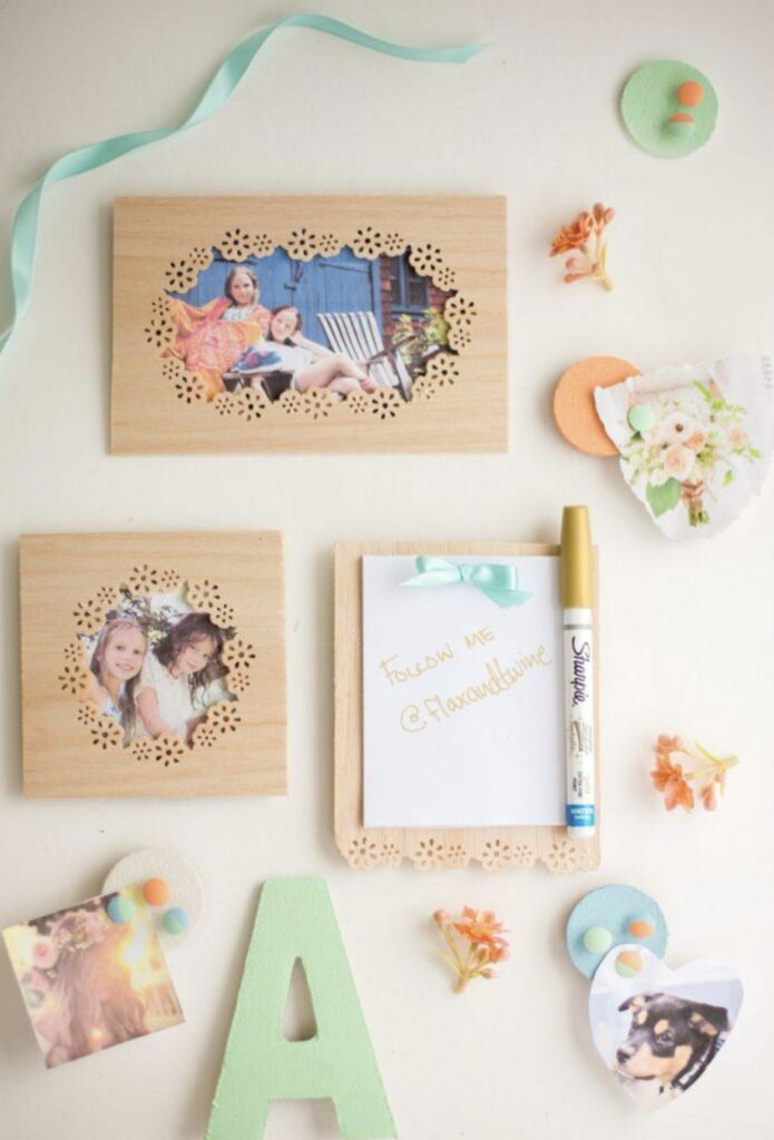 Wooden frame with magnetic accessories