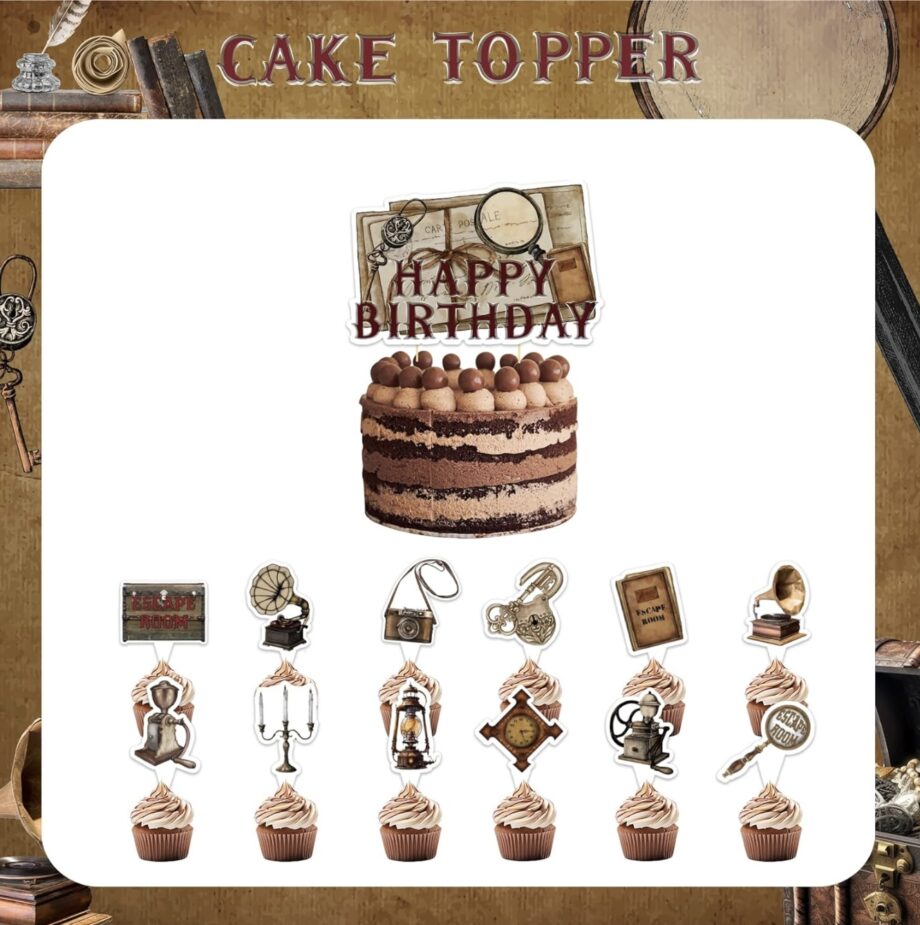 Escape Room Cake and Cupcake Toppers