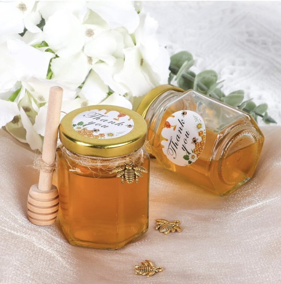 Honey in mini jar for baby showers in the fall