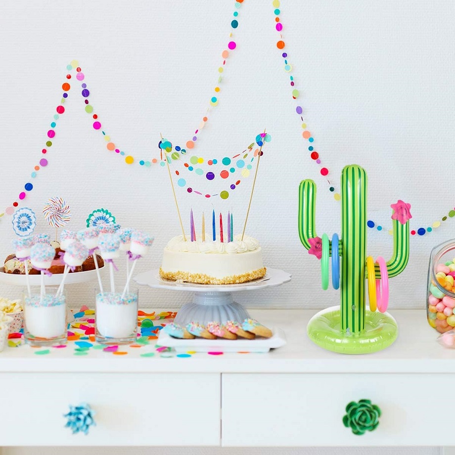 Inflatable cactus on cake table