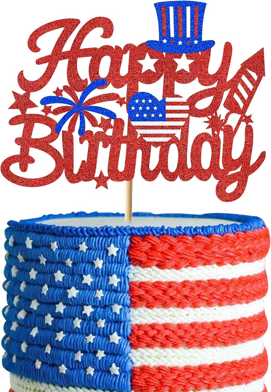 July 4th birthday cake topper