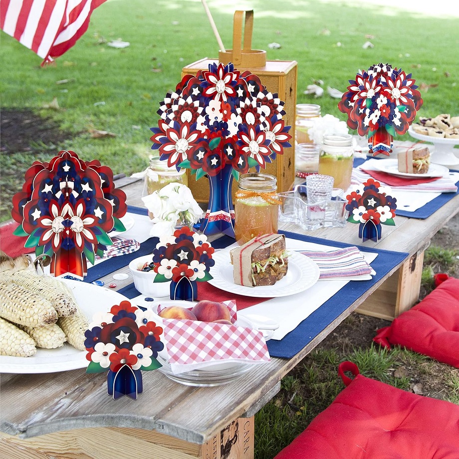 Patriotic floral paper centerpieces