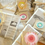 Newspapers used as gift tags